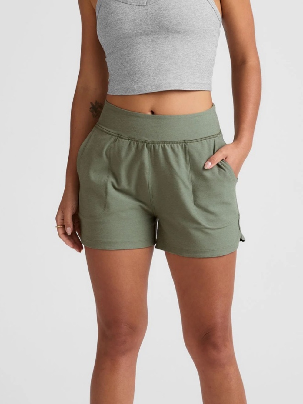 Beyond Yoga Olive High-Rise Athletic Lounge Shorts
